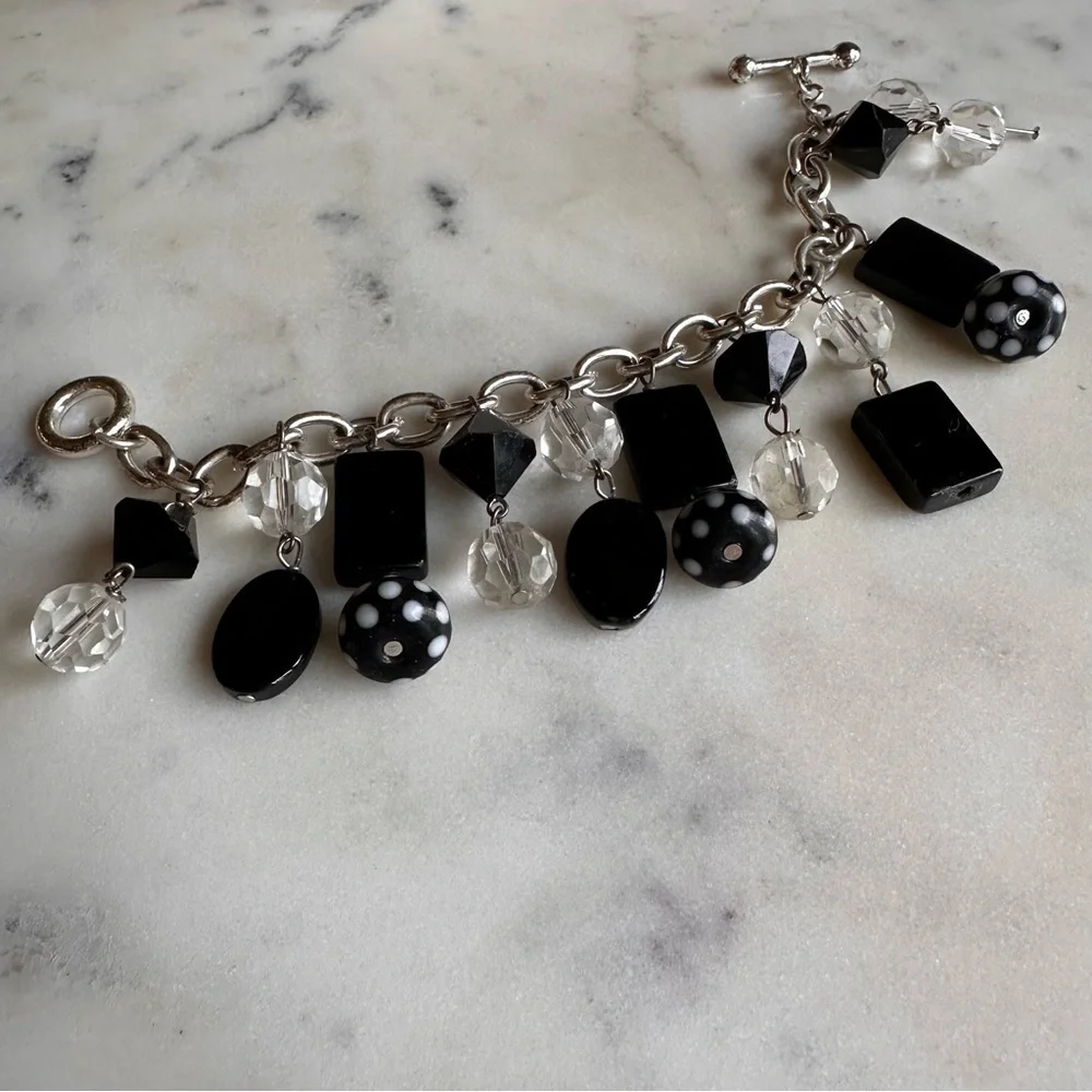 Silver Metal Toggle Beaded Bracelet